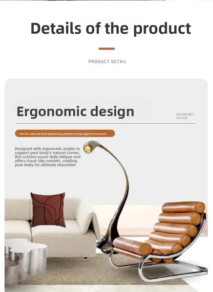 Stainless steel sofa chair Metal lazy recliner Light luxury leisure living room Home single sofa