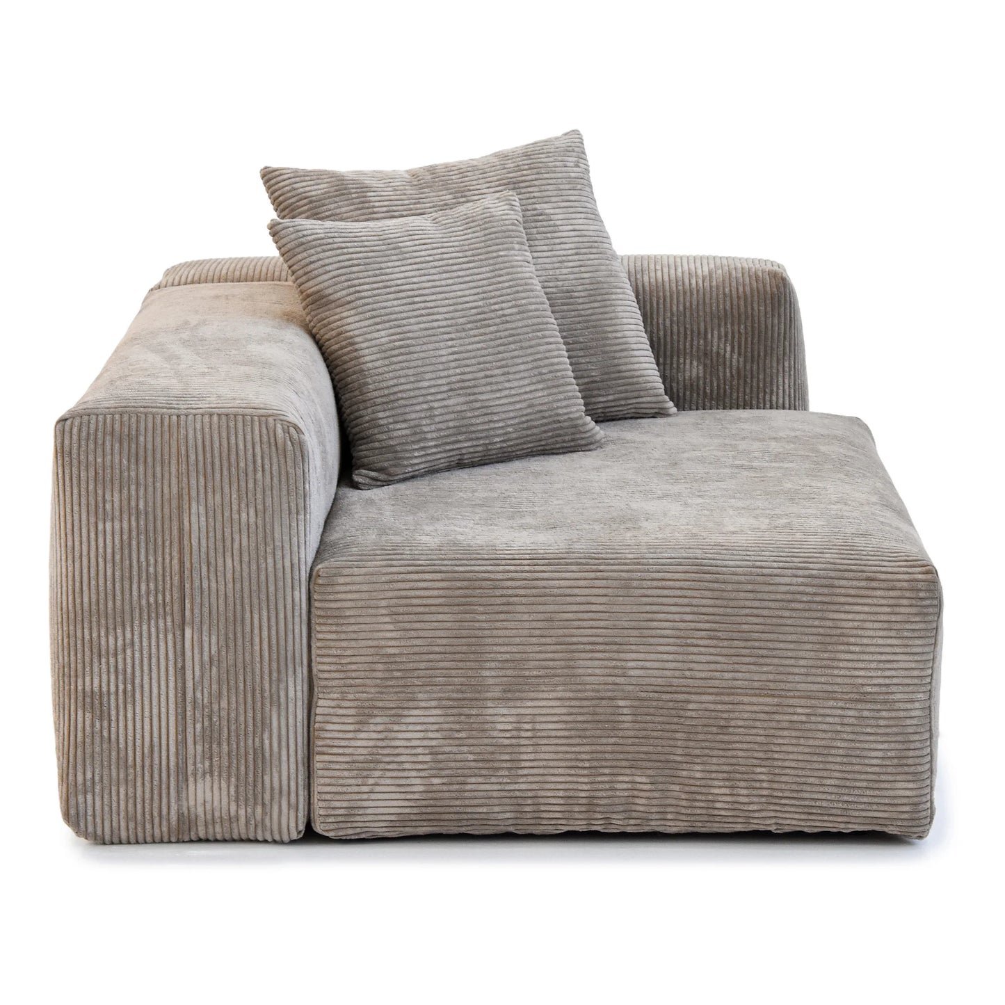 Modern Corduroy Fabric Sectional Couch with 4 Pillows 102" L-Shaped Sofa with Chaise Ottoman Hardwood Frame Sofa for Living Room