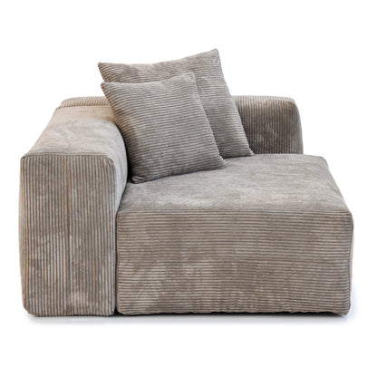 Modern Corduroy Fabric Sectional Couch with 4 Pillows 102" L-Shaped Sofa with Chaise Ottoman Hardwood Frame Sofa for Living Room