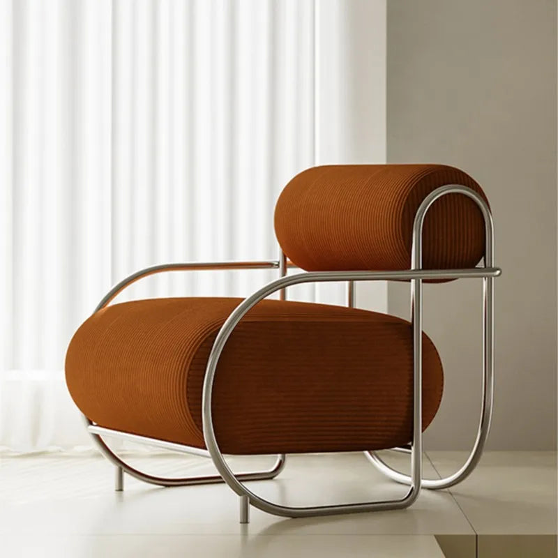 Antique Designer Single Sofa Chair Modern Simple Creative Leisure Chair Living Room Balcony Stainless Steel Leisure Chair