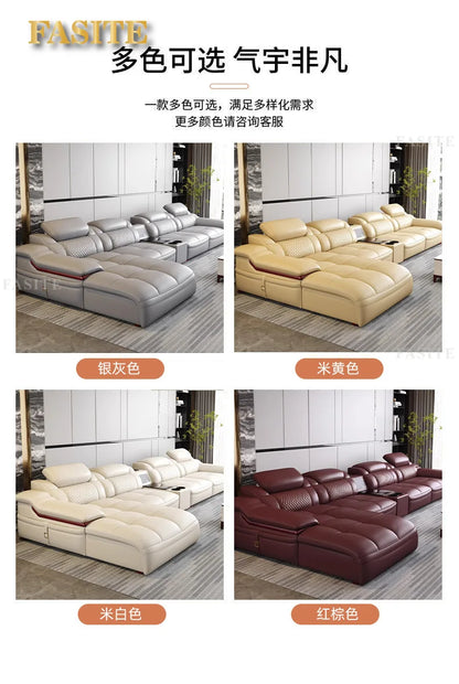 Modern simple leather sofa first layer cowhide living room size corner latex leather sofa