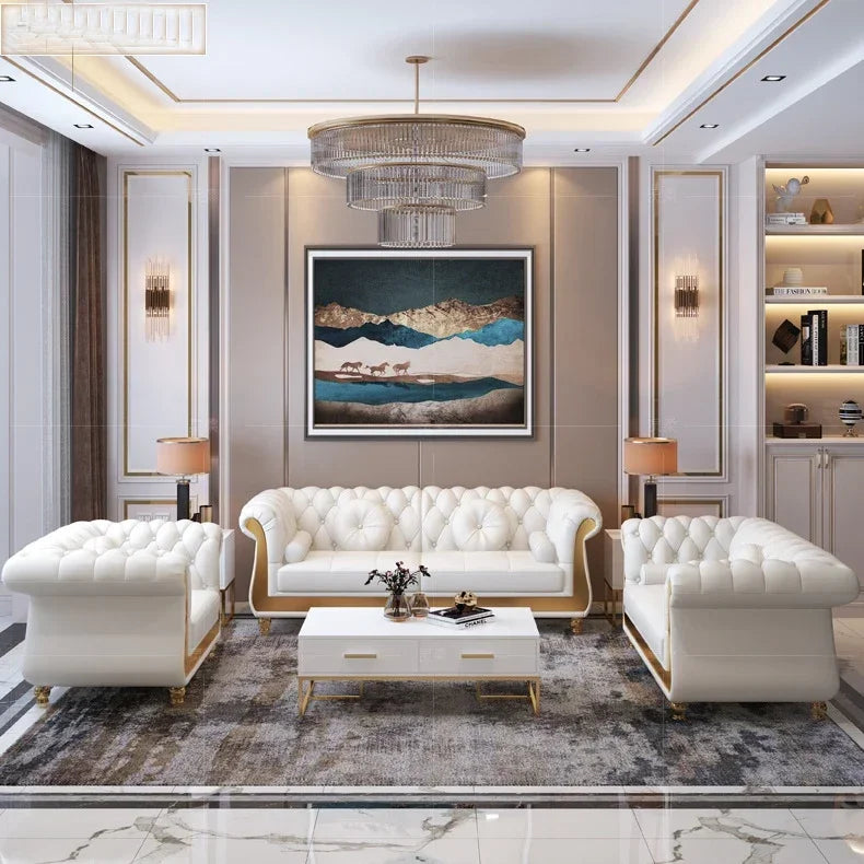 for Luxury corner reclining sofa living room comfy leather couch chesterfield sofa set furniture