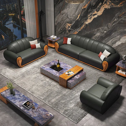 Leather sofa modern simple villa living room imported first layer cowhide