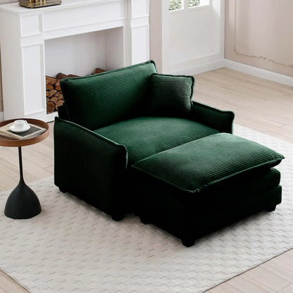 Corduroy Oversized Accent Chair with Ottoman, Single Sofa, Comfy Upholstered Armchair Extra Deep Seat Lounge Chair, Customized