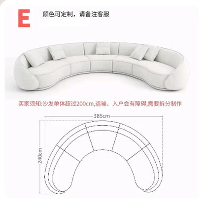 Sili Style Living Room Moon Faux Leather Fabric Nordic Designer Semi-Arc Light Luxury Cashew Curved Sofa living room furniture