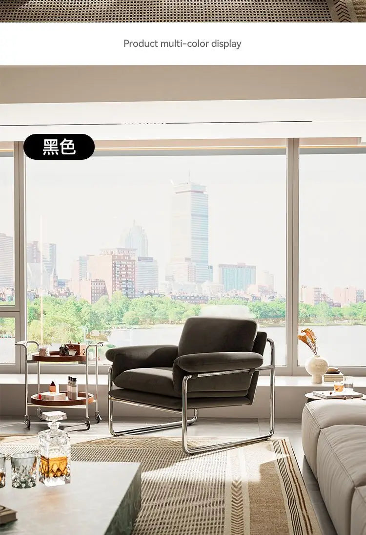 Bauhaus Antique Style Stainless Steel Designer Sofa Chair Living Room Home Balcony Leisure Recliner Negotiation Chair