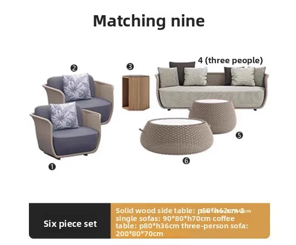 Italian Style Modern Luxury Waterproof Outdoor Rattan Garden Sofa Set For Hotels And Villas For Courtyard