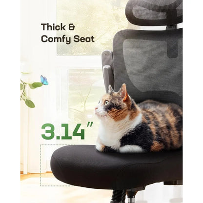 Ergonomic Office Chair with High Back Mesh, Adjustable Lumbar Support, and 3D Armrests for Comfortable Work