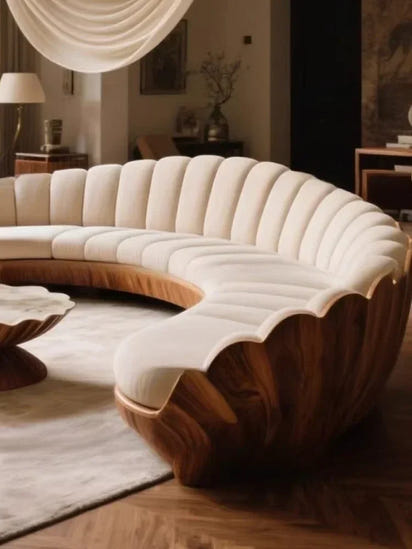 Furniture living room retro style large apartment solid wood multi-person sofa