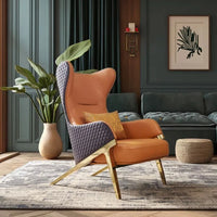 Nordic Luxury High Back Steel Chair Simple Modern Design Single Sofa for Villa Home Living Room Luxury Hotels Use