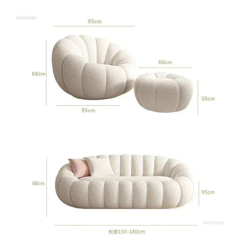 Modern Living Room Sofa Lambswool Pumpkin Sofa Chair Creative Home Balcony Swivel Lounge Chair Fitting Room Bedroom Single Sofas