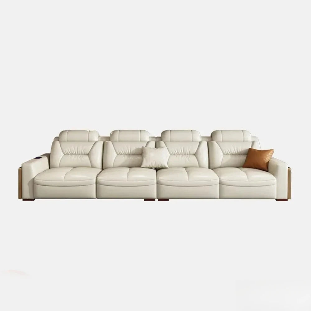 Premium Italian Genuine Leather Sectional Sofa Sets Couch Sofas with USB and Bluetooth Speaker - MANBAS Living Room Furniture