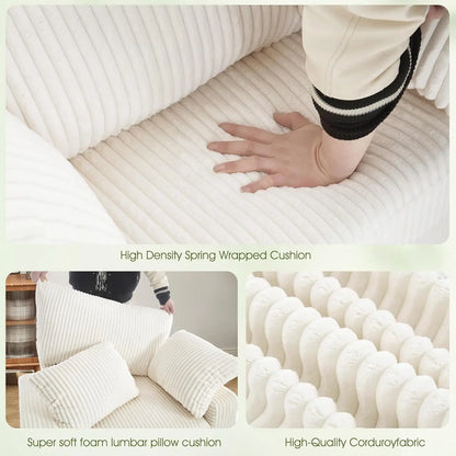 Indoor Chaise Lounge Chair, 57.52 “D Recliner, Corduroy Fabric + Upholstered Comfort Sofa for Living Room, Bedroom, Office