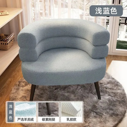 Living Room Swivel Chair Nordic Armchair INS Lift Computer Backrest Chair Lamb Wool Design Bedroom Makeup Chair Home Furniture