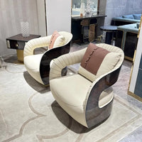 Light luxury villa living room leather sofa combination Italian postmodern large flat-floor mansion high-end home