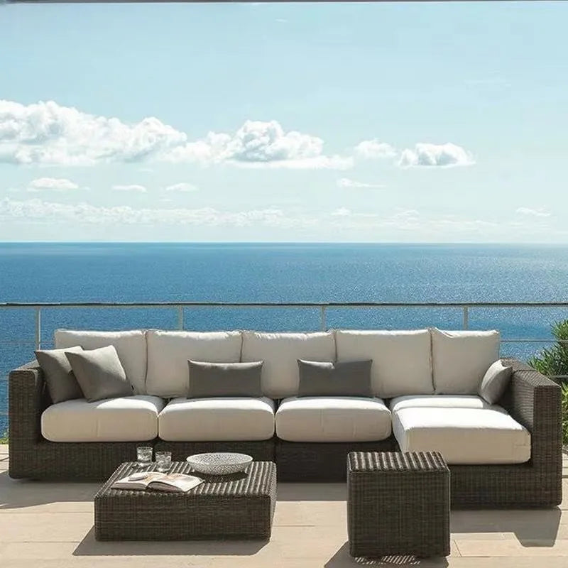 Outdoor rattan sofa combination waterproof and sun protection outdoor leisure courtyard villa balcony terrace sunroom
