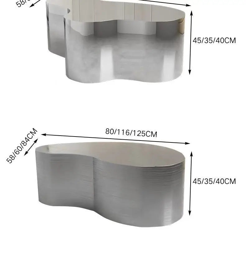 Creative special-shaped stainless steel light luxury mirror modern living room simple tea table coffee irregular table