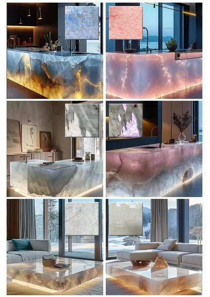 Custom-Size Modern Marble Onyx Coffee Table with RF Polishing Contemporary Design Contemporary Style Square Nature Stone