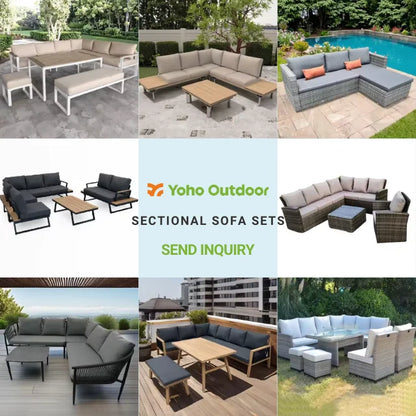 Aluminium Outdoor Patio Garden Furniture Set Conversation Set with Metal Sofa for Outdoor Leisure