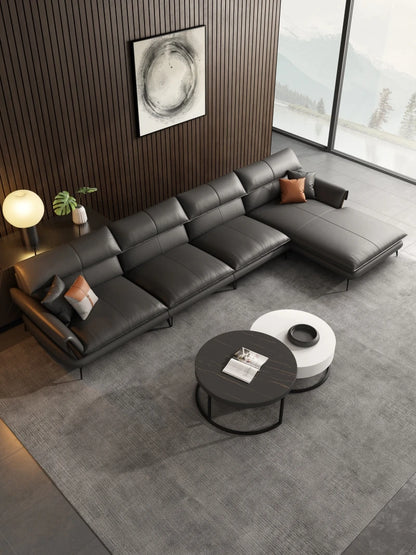 Best Seller Modern Leather Sofa Corner Simple Living Room Italian Luxury Leather Blue Sofa L Shaped Sectional Couch