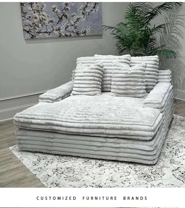 Nordic Sofabed Vacuum Compression Sofa Bed Modern Simple Lazy Sofa Bed  Thick Strip Velvet Large Sofa Bed Living Room Furniture
