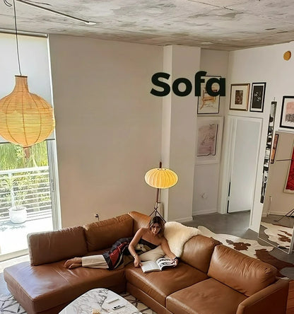 leather sofa, antique milk brown first layer cowhide L-shaped concubine seat in the living room, American retro leather sofa