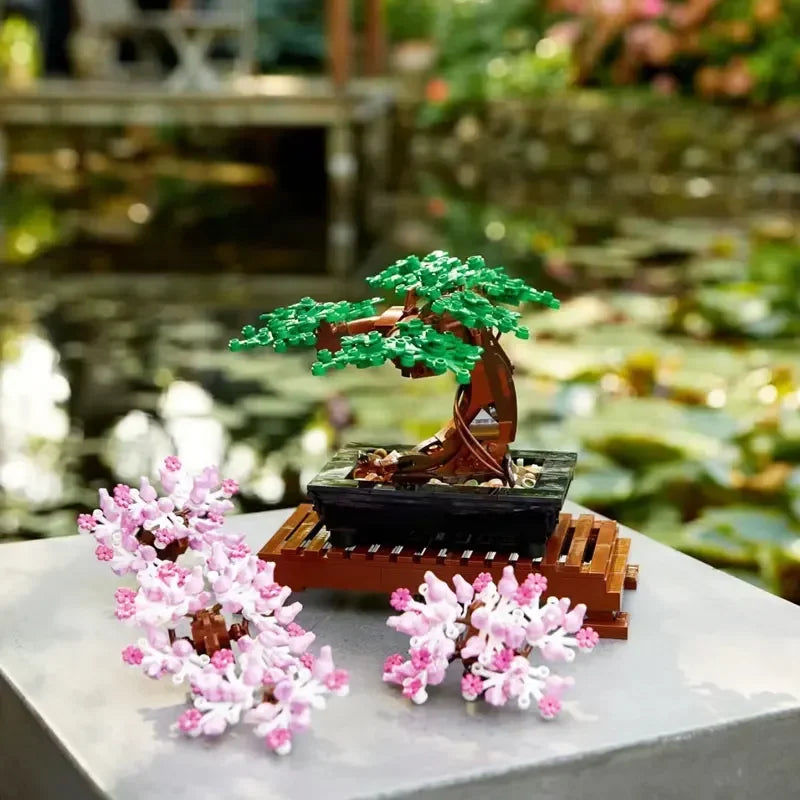 MINISO Bonsai Tree Fit 10281 Flower Bouquet Perpetual 3D Set Model Home Decoration for Kids Plant Potted Toy