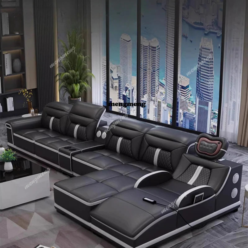 Multifunction Modern Sofas Genuine Leather Minimalist Electric Apartment Living Room Sofas Massage Comfortable Muebles Furniture