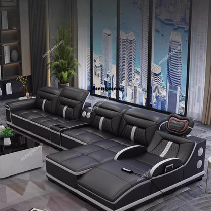 Multifunction Modern Sofas Genuine Leather Minimalist Electric Apartment Living Room Sofas Massage Comfortable Muebles Furniture
