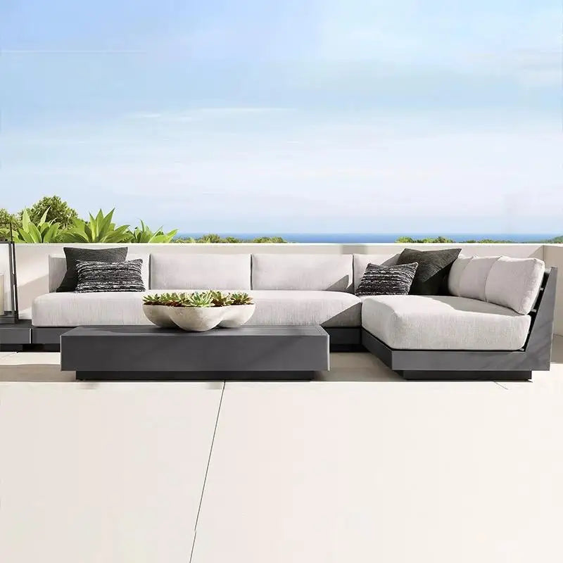 Luxury Modern Teak Furniture Patio Garden High Quality Outdoor Teak Wood U Shaped Sectional Sofa Set