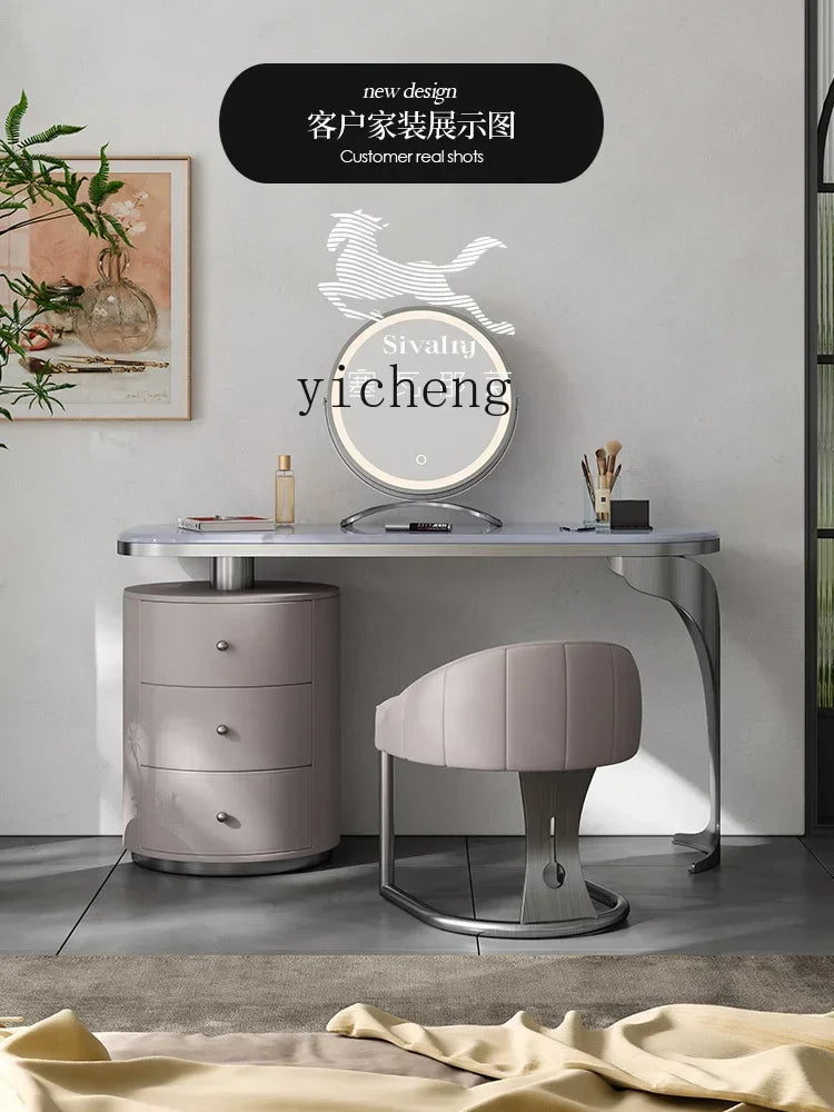 light luxury French luxury stone dresser chest cabinet integrated solid wood modern bedroom high-end makeup table