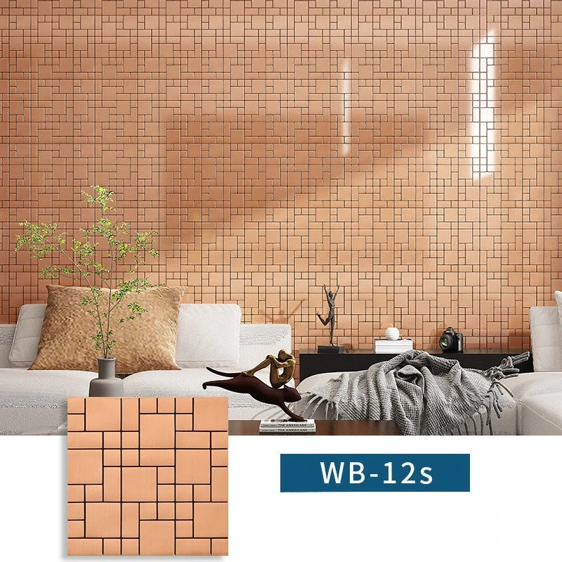 Self-adhesive Metal Mosaic Tiles Aluminum Composite Backsplash Gold Windmill Mosaic Glass Self-adhesive Kitchen Wall Decoration.