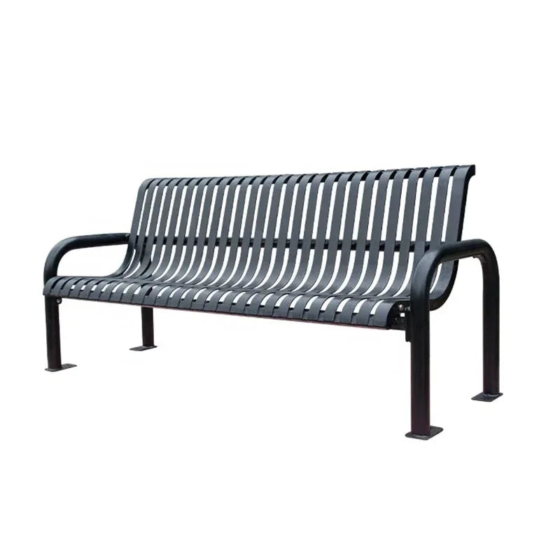 Outdoor Furniture Modern extra Long Metal Bench Public Park Steel Bench Seating Outside Garden Patio Powder Coated Seat Bench
