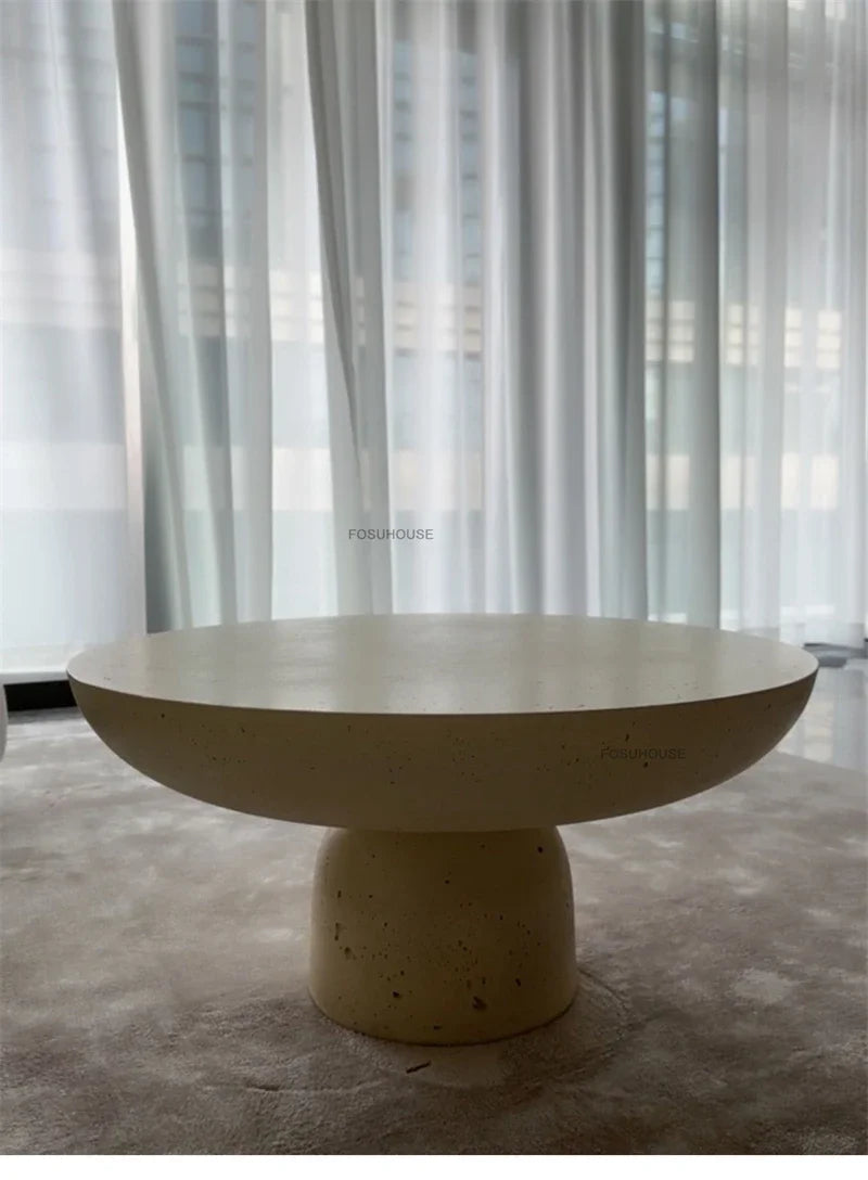 Small Apartment Stone Round Side Tables Wabi-sabi Style Cement Coffee Tables Designer Medieval Style Tea Table Home Furniture