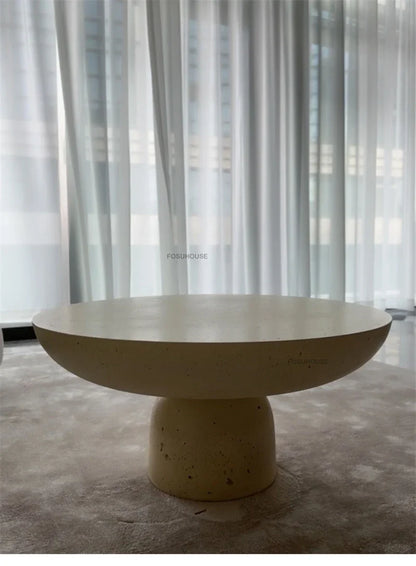 Small Apartment Stone Round Side Tables Wabi-sabi Style Cement Coffee Tables Designer Medieval Style Tea Table Home Furniture