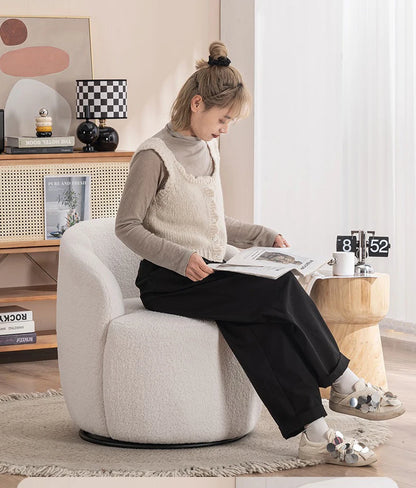 Best-Selling Modern Light Luxury Fabric Single Leisure Chair Cream Bedroom Makeup Stool Lamb Fleece Single Swivel Sofa Chair