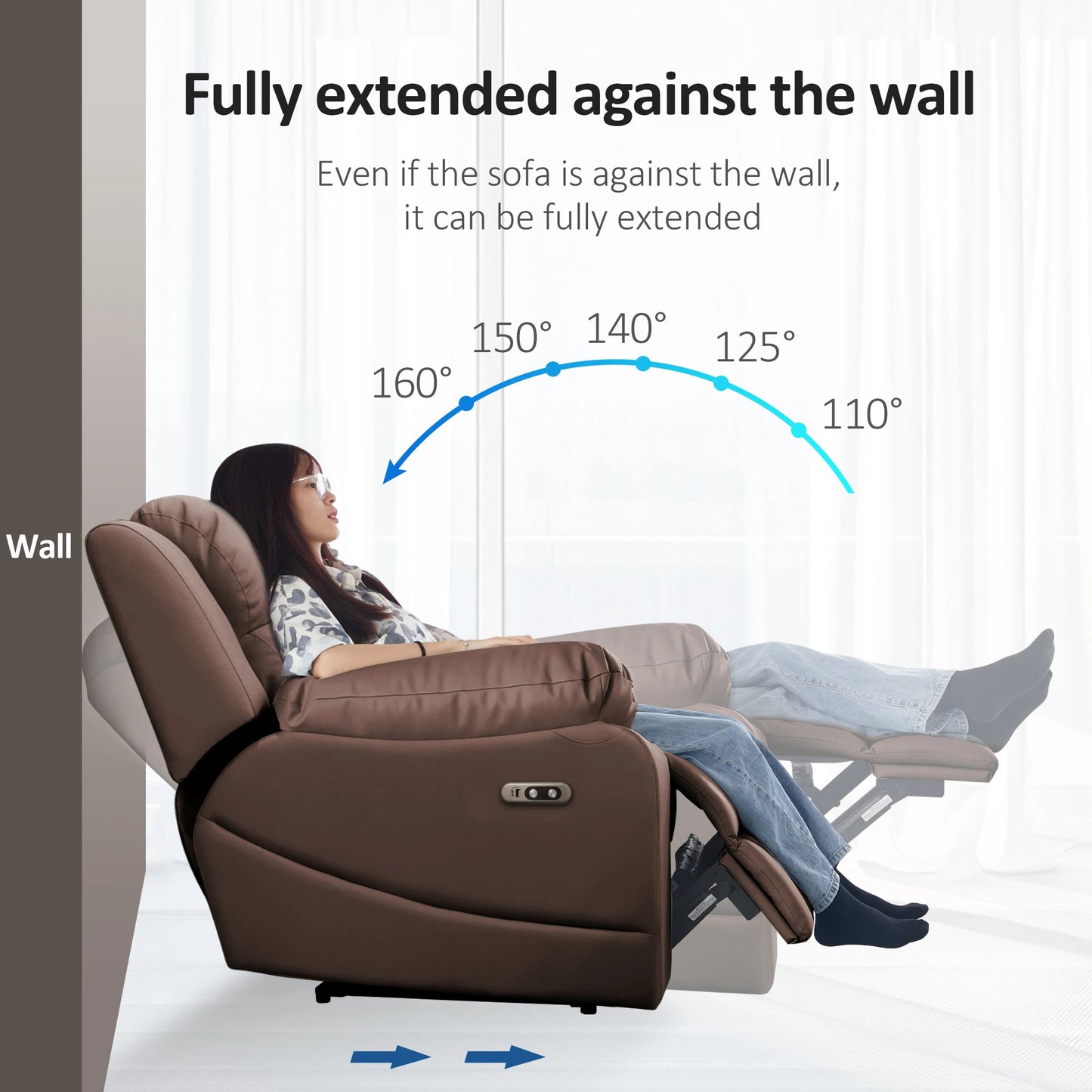 Sofa with Power Outlet, USB, and Hidden Cup Holders – Genuine Leather Recliner