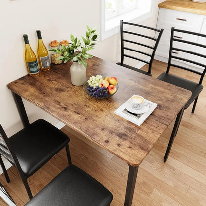 Kitchen Dining Room Table Chair Set for Small Space, Modern Dinette Set for 4, Square Dinner Table Set for Dinette, Breakfast, V