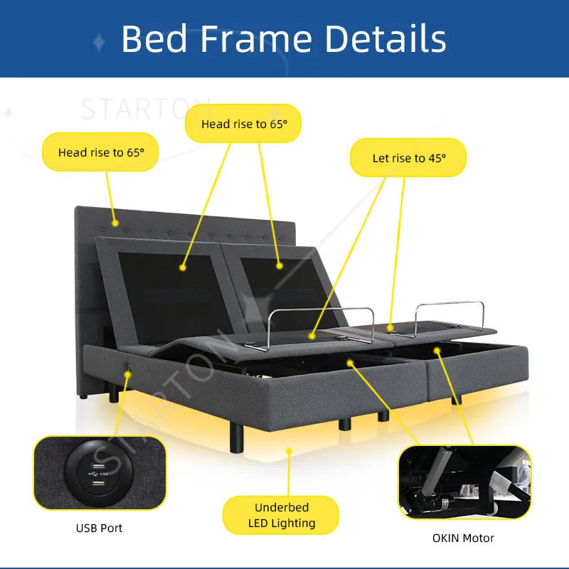 Split King Adjustable Bed Slats Okin Motor Electric Adjustable Bed Split King Size Adjustable Electric With Massage Bed