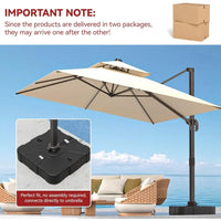 9' X 12' Cantilever Outdoor Patio Umbrellas, with Base Included, Large Rectangle Umbrella Heavy Duty 360°Rotation