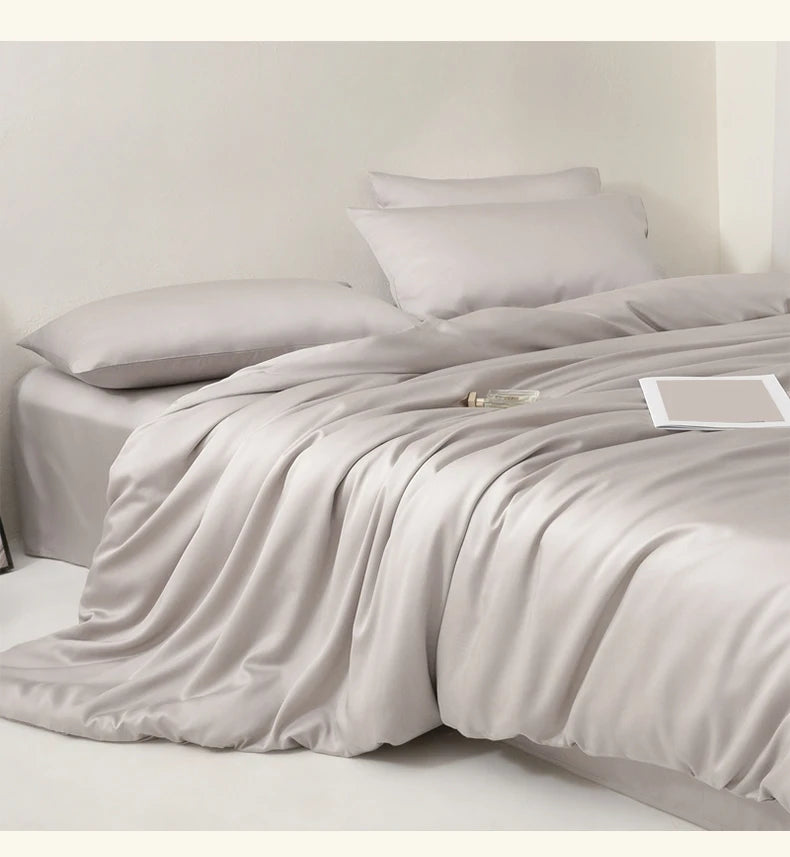 Luxury Bedding Set with Duvet Cover Silk Cotton Duvet Cover Bed Sheet Solid Color bedsheets full set 4 pcs Queen King Size