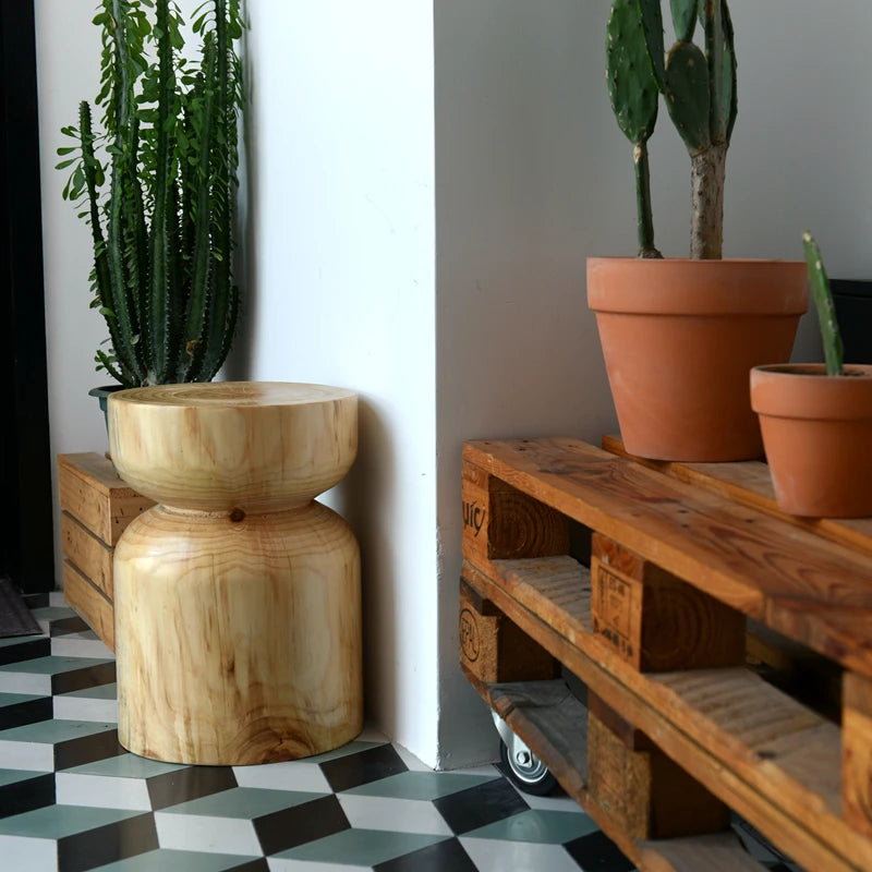 Scandinavian Solid Wood Coffee Tables Zen Balcony Tea Table Rustic Flower Stand Corner Stool Natural Wooden Living Room Seats