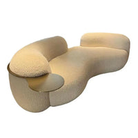 Modern light luxury fashion Italian curved pea pod sofa lamb wool fabric three-person sofa living room furniture