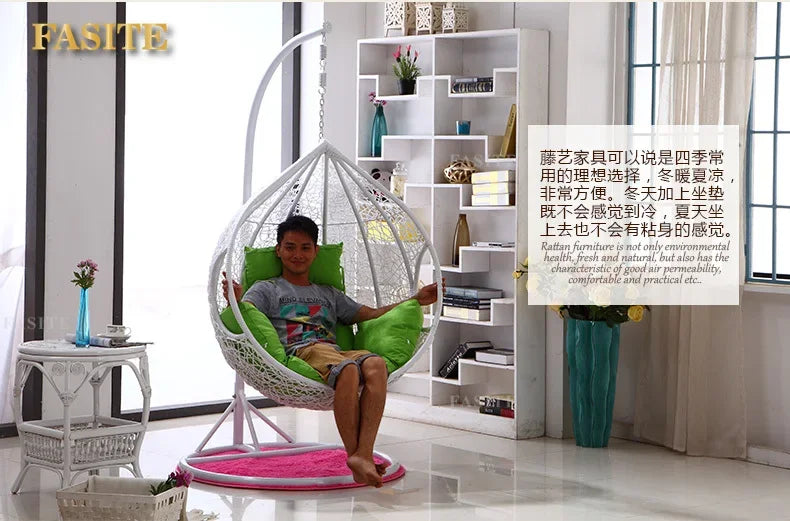 Swing Hanging Chair Hammock Indoor Balcony Bird's Nest Hanging Basket Rattan Chair Reclining Chair, Rocking Chair