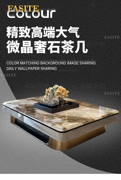 LightLuxury Coffee Table Living Room Home High-end Rectangular Luxury Stone Tea Table New High-end Villa Large Flat Coffee Table