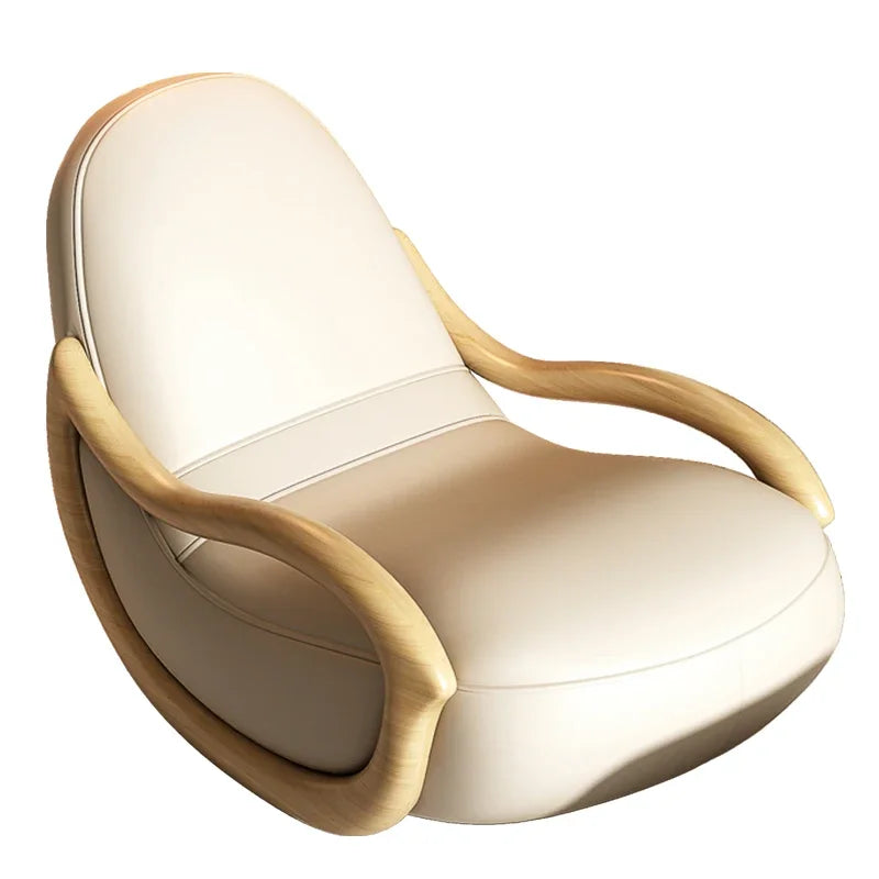 Cream Style Rocking Chair Chinese Lazy Sofa Recliner Technology Fabrics Balcony Leisure Chair