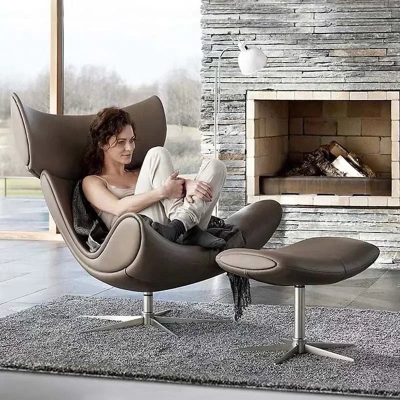 Comfortable Ergonomic Living Room Chairs Modern Leather Nordic Sofa Chairs Designer Recliner Portable Fauteuil Salon Furniture