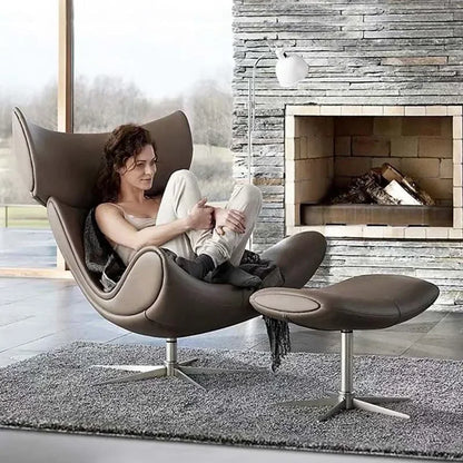 Comfortable Ergonomic Living Room Chairs Modern Leather Nordic Sofa Chairs Designer Recliner Portable Fauteuil Salon Furniture