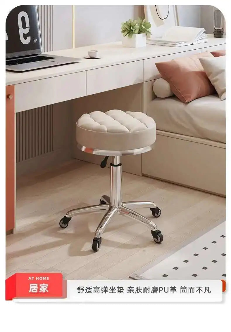 Barber Nail Salon Chair Swivel Wheels Rotating Salon Hair Stylist Barbershop Equipment Furniture Professional Rolling Silla