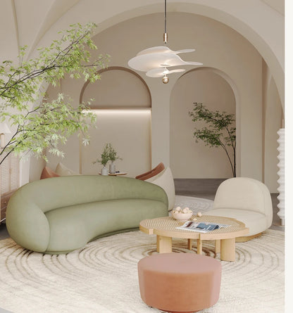 Cream wabi sandy wind reception negotiation fabric sofa